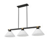 Z-Lite Bronte 3 Light Billiard in Matte Black + Rubbed Brass (1955-3MB-RB-AWL14)