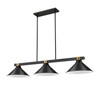 Bronte 3 Light Billiard in Matte Black + Rubbed Brass (1955-3MB-RB-MB15)