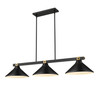 Bronte 3 Light Billiard in Matte Black + Rubbed Brass (1955-3MB-RB-MMB)