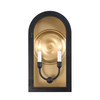 Grotto 2-Light Outdoor Wall Lantern in Matte Black with Vintage Gold (5-411-331)