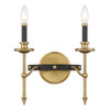 Consulate 2-Light Wall Sconce in Matte Black and Warm Brass (9-9510-2-143)