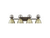 Duncan 4-Light Bath Vanity in Rubbed Bronze with Aged Brass (3602-BA4 RBZ-AB)