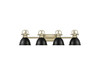 Duncan 4-Light Bath Vanity in Aged Brass with Matte Black (3602-BA4 AB-BLK)
