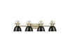 Duncan 4-Light Bath Vanity in Aged Brass with Black (3602-BA4 AB-BK)