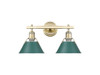 Orwell 2-Light Vanity Light in Aged Brass with Pine Green (3306-BA2 AB-GN)