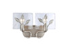 Calla 2-Light Vanity Light in Peruvian Silver with Hammered Water Glass (3160-BA2 PS-HWG)
