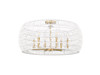 Ellie 6 Light Semi-Flush in Modern Brushed Gold with Bleached White Raphia Rope Shade (6808-6SF MBG-WR)