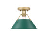 Orwell 1-Light Flush Mount in Brushed Champagne Bronze with Pine Green (3306-FM BCB-GN)