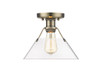 Orwell 1-Light Flush Mount in Aged Brass with Clear Glass (3306-FM AB-CLR)