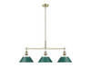 Orwell 3-Light Linear Pendant in Aged Brass with Pine Green (3306-LP AB-GN)