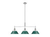 Orwell 3-Light Linear Pendant in Chrome with Pine Green (3306-LP CH-GN)