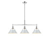 Orwell 3-Light Linear Pendant in Chrome with Dusky Blue (3306-LP CH-DB)