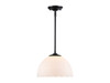 Dorinda 1-Light Pendant in Matte Black with Opal Glass (6954-M BLK-OP)