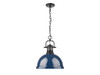 Duncan 1-Light Pendant with Chain in Matte Black with Matte Navy (3602-L BLK-NVY)