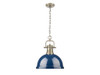 Duncan 1-Light Pendant with Chain in Aged Brass with Matte Navy (3602-L AB-NVY)