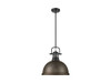 Duncan 1-Light Pendant with Rod in Matte Black with Rubbed Bronze (3604-L BLK-RBZ)