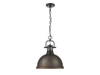 Duncan 1-Light Pendant with Chain in Matte Black with Rubbed Bronze (3602-L BLK-RBZ)