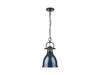 Duncan Small Pendant with Chain in Matte Black with Matte Navy (3602-S BLK-NVY)