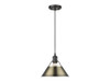 Orwell 10" Wide Medium Pendant in Matte Black with Aged Brass (3306-M BLK-AB)