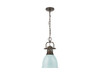 Duncan Small Pendant with Chain in Rubbed Bronze with Seafoam (3602-S RBZ-SF)