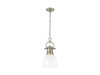 Duncan Small Pendant with Chain in Aged Brass with Matte White (3602-S AB-WHT)
