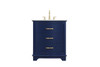 Elegant Furniture and Lighting Knox 30 Inch Single Bathroom Vanity In Blue (VF10230BL)