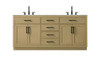 Elegant Furniture and Lighting Alden 72 Inch Double Bathroom Vanity In Honey Brown (VF29772DMHB)