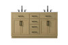Elegant Furniture and Lighting Alden 60 Inch Double Bathroom Vanity In Honey Brown (VF29760DMHB)