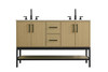 54 Inch Double Bathroom Vanity In Honey Brown (VF60754DMHB)