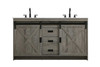 Austin 60 Inch Double Bathroom Vanity In Rustic Grey (VF90560DRG)