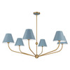 Xavier 6 Light Vibrant Gold + Blue Chandelier (XAV-B9319-VG-BL)