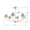 Xavier 6 Light Vibrant Gold + Green Chandelier (XAV-B9319-VG-GR)