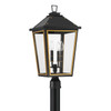 Hawkins 4 Light Matte Black + Textured Gold Outdoor Post (HAW-609-MK-TG)