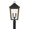 Hawkins 4 Light Matte Black + Textured Gold Outdoor Post (HAW-609-MK-TG)