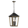 Hawkins 4 Light Matte Black + Textured Gold Outdoor Pendant (HAW-605-MK-TG)