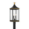 Simpson 3 Light Matte Black + Textured Gold Outdoor Post (SIM-809-MK-TG)