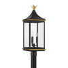 Simpson 3 Light Matte Black + Textured Gold Outdoor Post (SIM-809-MK-TG)