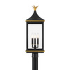Simpson 3 Light Matte Black + Textured Gold Outdoor Post (SIM-809-MK-TG)