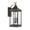 Simpson 3 Light Matte Black + Textured Gold Outdoor Sconce (SIM-803-MK-TG)