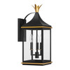 Simpson 3 Light Matte Black + Textured Gold Outdoor Sconce (SIM-801-MK-TG)
