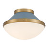 Xander 1 Light Vibrant Gold + Blue Flush Mount (XAN-8001-VG-BL)