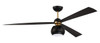 Otto 60" 3-Blade Ceiling Fan in Flat Black/Satin Brass w/ Flat Black Blades; Light Kit Included (optional) (OTT60FBSB3)