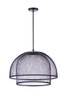 24.25 Diameter Sculptural Statement Metal Mesh Dome 2 Shade Pendant in Flat Black (P1006FB-LED)