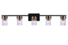 Bond Street 5 Light Vanity in Flat Black/Satin Brass (11835FBSB5)