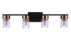 Bond Street 4 Light Vanity in Flat Black/Satin Brass (11827FBSB4)