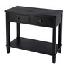 Flagstaff 36 in W Rectangular Wood 2 Drawer Console Table with Lower Open Shelf, Black (5729432)