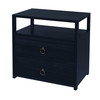 Lark 28 in W Rectangular Wood 2 Drawer Wide Nightstand with Open Shelf, Navy Blue (5670291)