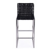 Urban 30 in Seat Height Rectangular Woven Leather Bar Stool with Back, Black (5445034)