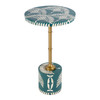 Bethel 14 in W Round Bone Inlay and Iron Side Table, Teal (5827481)