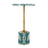Bethel 14 in W Round Bone Inlay and Iron Side Table, Teal (5827481)
